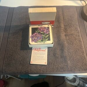 Pimpernel Phlox Floral Coasters in Purple and Green 6 count